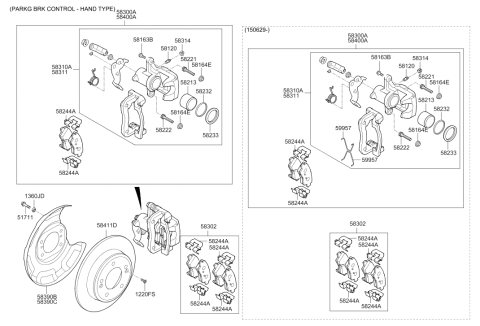 2015 Hyundai Elantra GT Rear Brake Caliper Kit Right Hand Diagram for 58311-A5B30