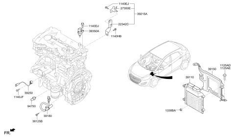 2015 Hyundai Elantra GT Engine Control Module Unit Diagram for 39135-2EGB1