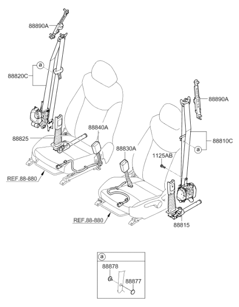 2016 Hyundai Elantra GT Front Seat Belt Assembly Left Diagram for 88810-A5500-VYF