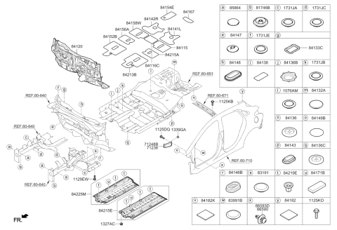 2016 Hyundai Elantra GT Isolation Dash Panel Pad Assembly Diagram for 84120-A5000