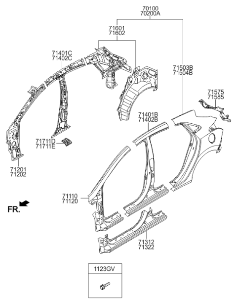 2015 Hyundai Elantra GT Side Sill Outer Panel Left Hand Diagram for 71312-A5D10