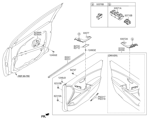 2017 Hyundai Elantra GT Switch Assembly-Outside Mirror Control Diagram for 93573-A5020