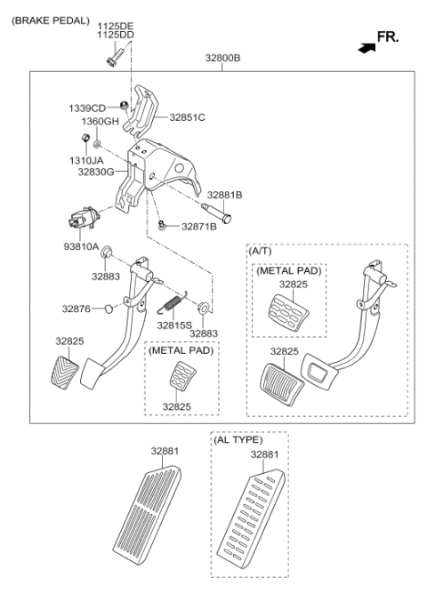2016 Hyundai Elantra GT Brake Pedal Assembly Diagram for 32800-3X310