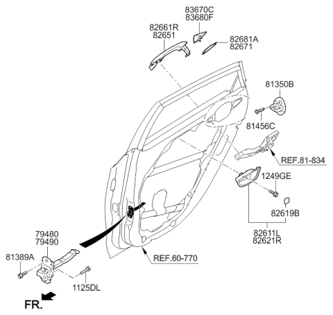 2015 Hyundai Elantra GT Rear Door Checker Assembly Right Hand Diagram for 79490-A5000