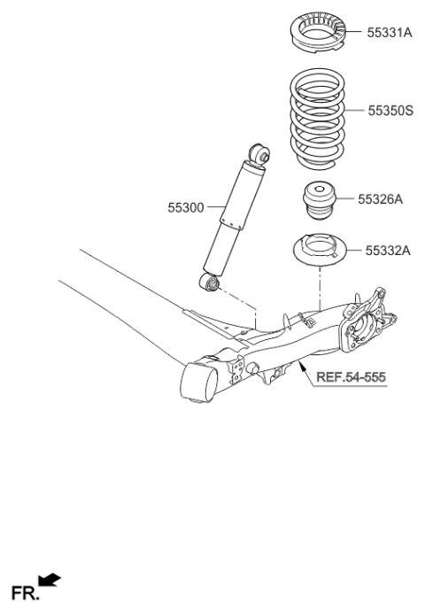 2015 Hyundai Elantra GT Rear Shock Absorber Assembly Diagram for 55300-A5700