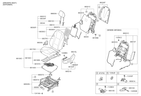 2015 Hyundai Elantra GT Front Seat Shield Cover Passenger Inner Diagram for 88192-3X000-RY