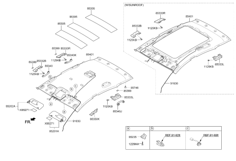 2015 Hyundai Elantra GT Sunvisor Retainer Diagram for 85235-3X000-TX
