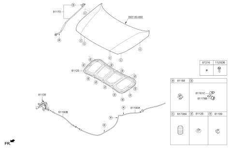 2022 Hyundai Accent Hood Latch Assembly Diagram for 81130-H5010