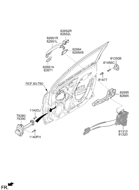 2020 Hyundai Accent Door Handle Assembly Exterior Left Diagram for 82651-F9200