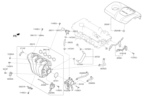 2022 Hyundai Accent COVER ASSY-ENGINE Diagram for 29240-2M010