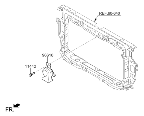 2021 Hyundai Accent Horn Assembly-Low Pitch Diagram for 96611-H9500