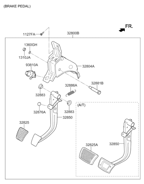 2018 Hyundai Accent Brake Pedal Assembly Diagram for 32800-H9200
