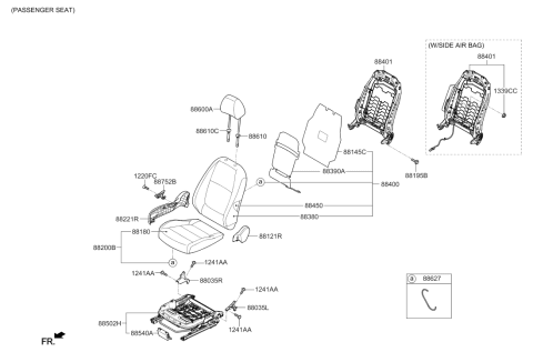 2022 Hyundai Accent Front Right Hand Seat Back Covering Assembly Diagram for 88460-J0050-PGC