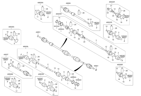 2022 Hyundai Accent Joint & Shaft Kit-Front Axle W Diagram for 49526-H9200
