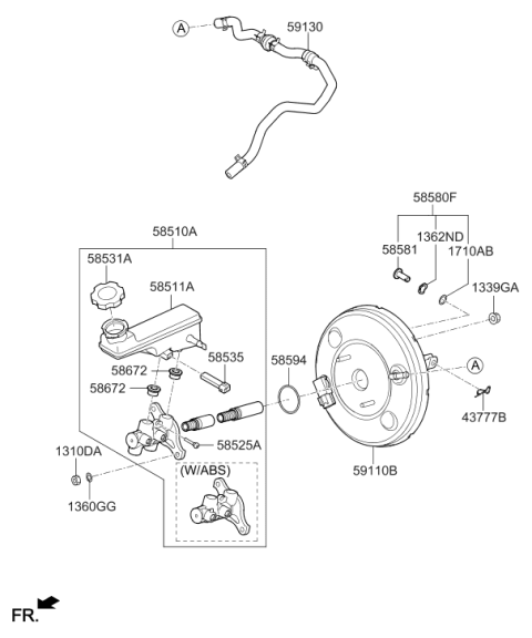 2022 Hyundai Accent Brake Master Cylinder Assembly Diagram for 58510-H9260