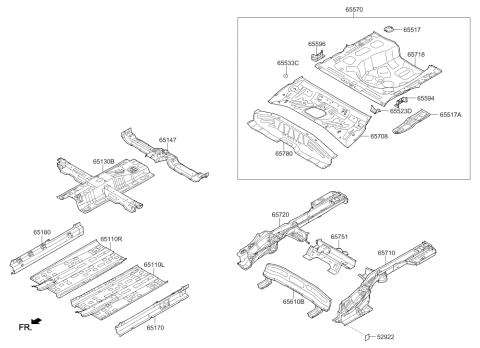 2021 Hyundai Accent Member Assembly-Rear Floor Front Cross Diagram for 65830-H8000