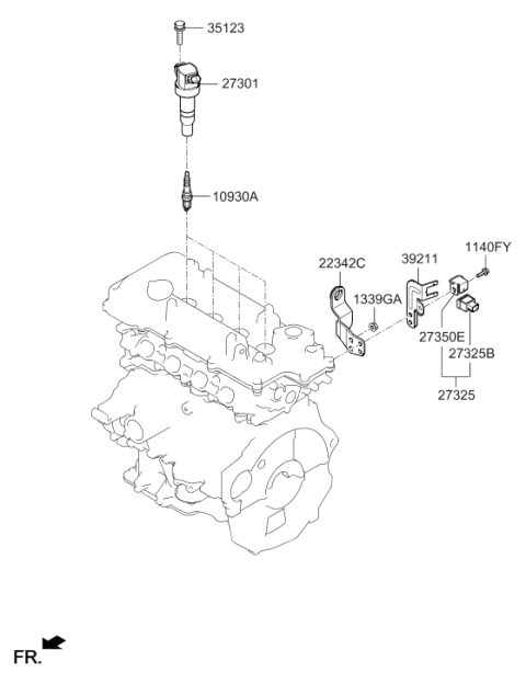 2021 Hyundai Accent Spark Plug & Cable Diagram 2