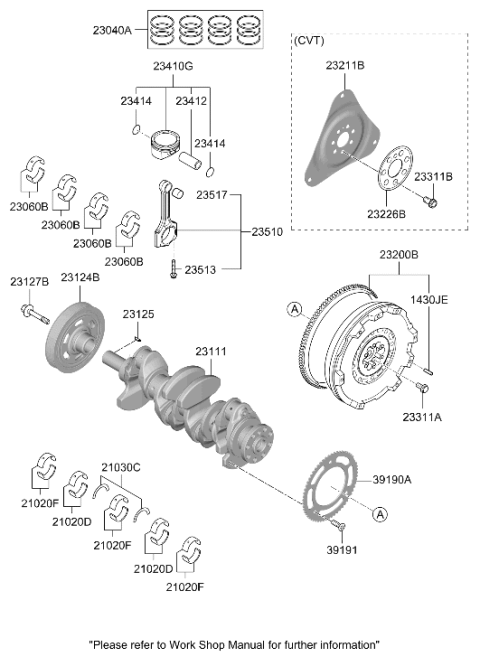 2022 Hyundai Accent Bolt-Flywheel Diagram for 23311-2M000