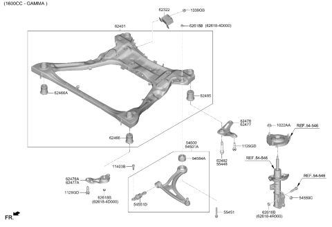 2022 Hyundai Sonata Front Suspension Crossmember Diagram 2