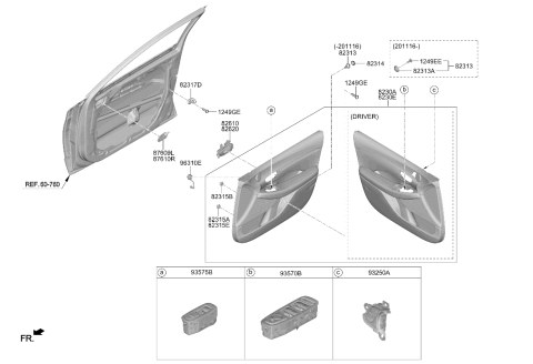 2020 Hyundai Sonata Door Inside Handle Assembly,Left Diagram for 82610-L1010-NNB