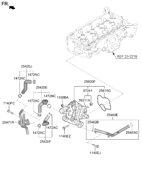 2022 Hyundai Sonata Coolant Pipe & Hose Diagram 2