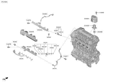 2022 Hyundai Sonata Throttle Body & Injector Diagram 2