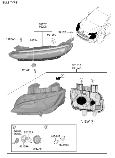 2023 Hyundai Kona Day Running Light Lamp Assembly Left Hand Diagram for 92207-J9610