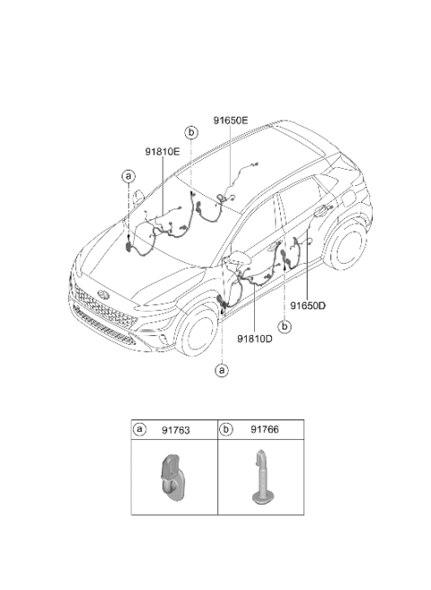 2022 Hyundai Kona Rear Door Wiring Assembly Left Hand Diagram for 91621-J9100