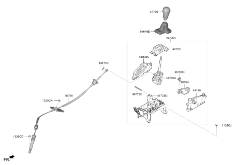 2022 Hyundai Kona Lever Assembly-Atm Diagram for 46700-J9310