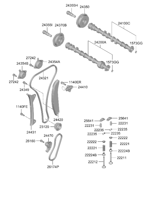 2023 Hyundai Kona Center Bolt Assembly,Ex Diagram for 24375-2J000