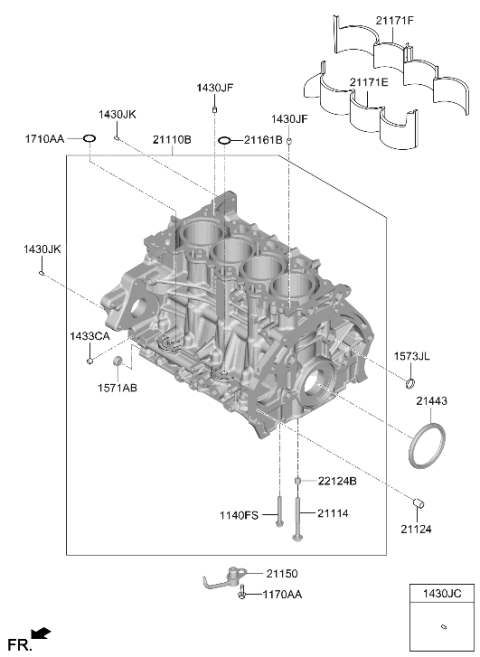 2022 Hyundai Kona Bolt-Bearing Cap Diagram for 21114-2J000