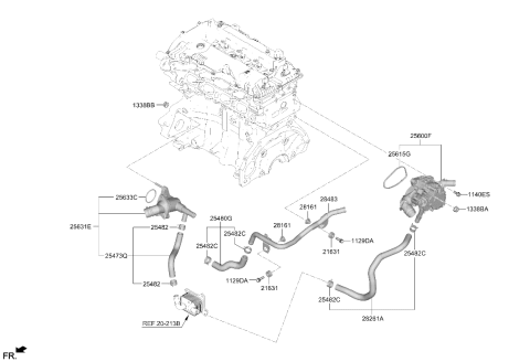 2022 Hyundai Kona Coolant Pipe & Hose Diagram 2