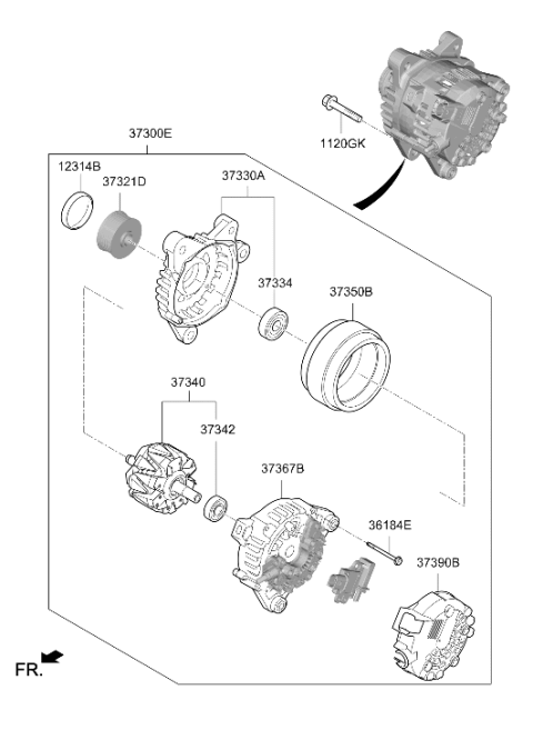 2023 Hyundai Kona Generator Regulator Assembly Diagram for 37370-04970