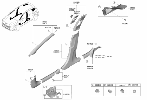 2022 Hyundai Kona Height Adjuster Knob Left Hand Diagram for 85834-J9000-TRY