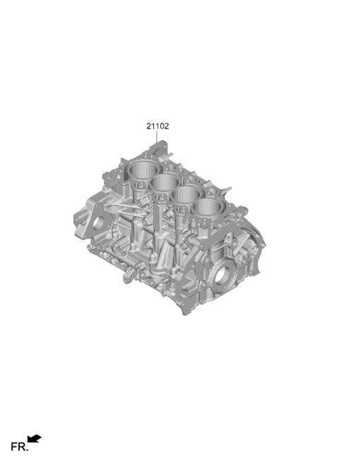 2023 Hyundai Kona Engine Assembly Short Diagram for 296N2-2MU00