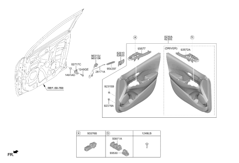 2022 Hyundai Kona Left Interior Door Handle Assembly Diagram for 82610-J9000-TRY