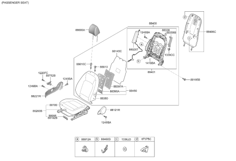 2023 Hyundai Kona Front Seat Cushion Assembly Right Hand Diagram for 88200-J9600-J6Y