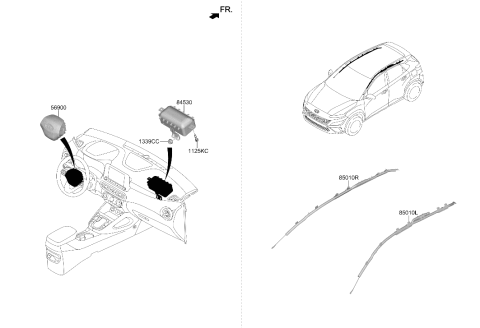 2023 Hyundai Kona Passenger Air Bag Assembly Diagram for 80310-J9500