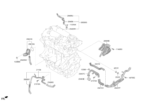 2022 Hyundai Kona Heater Pipe Diagram for 25458-2M810