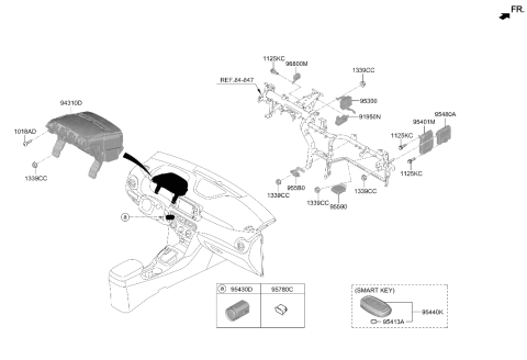 2022 Hyundai Kona Button Start Switch Assembly Diagram for 93500-J9000-NVC