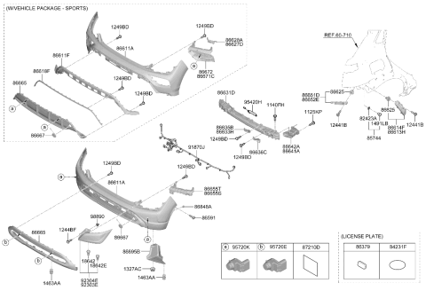 2023 Hyundai Kona Rear Hook Cap Diagram for 86617-J9NA0