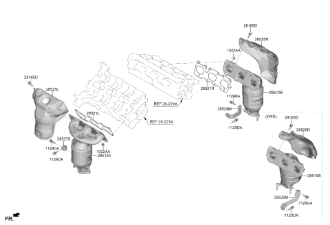2024 Hyundai Palisade MANIFOLD CATALYTIC ASSY-EXH,LH Diagram for 28510-3L510