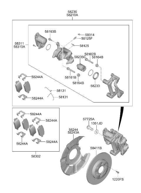 2025 Hyundai Palisade BRAKE ASSY-RR WHEEL,LH Diagram for 58210-S9350