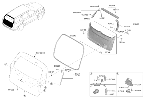 2024 Hyundai Palisade LATCH ASSY-TAIL GATE Diagram for 81800-S8000