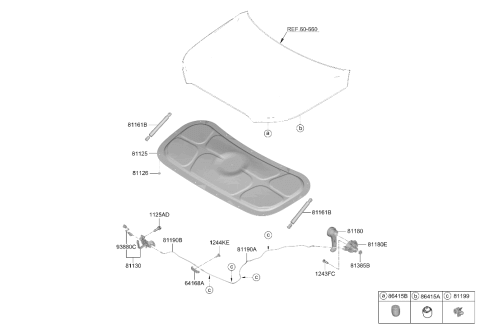 2024 Hyundai Palisade CABLE ASSY-HOOD LATCH RELEASE Diagram for 81190-S8050