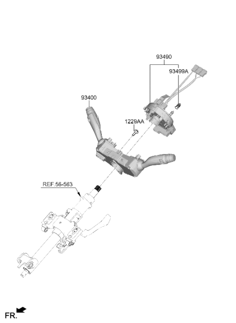 2025 Hyundai Palisade Multifunction Switch Assembly Diagram for 93406-S8555