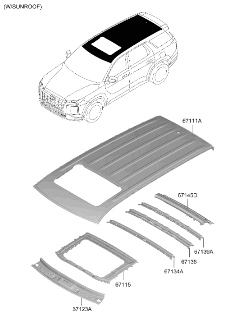 2024 Hyundai Palisade Roof Panel Diagram 2