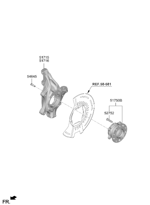 2023 Hyundai Palisade Front Axle Knuckle Left Hand Diagram for 51710-S9000