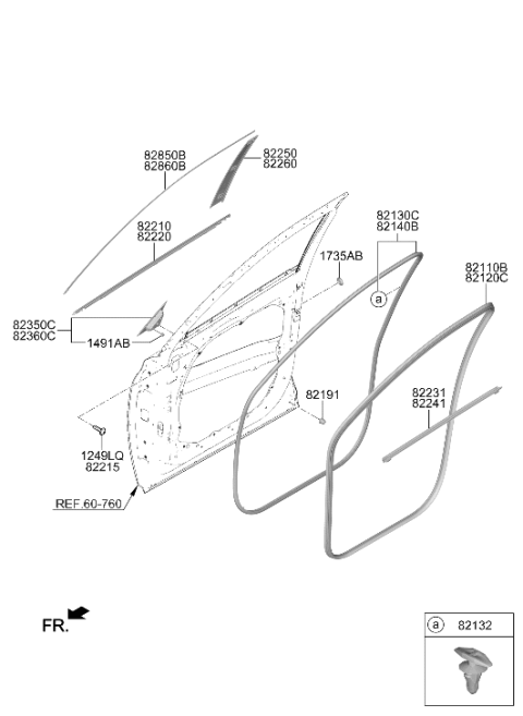 2026 Hyundai Palisade W/STRIP Assembly-FR Dr Side RH Diagram for 82140-S8000