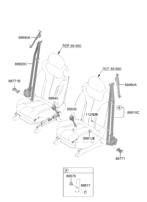 2024 Hyundai Palisade ADJUSTER ASSY-HEIGHT Diagram for 88890-P6000